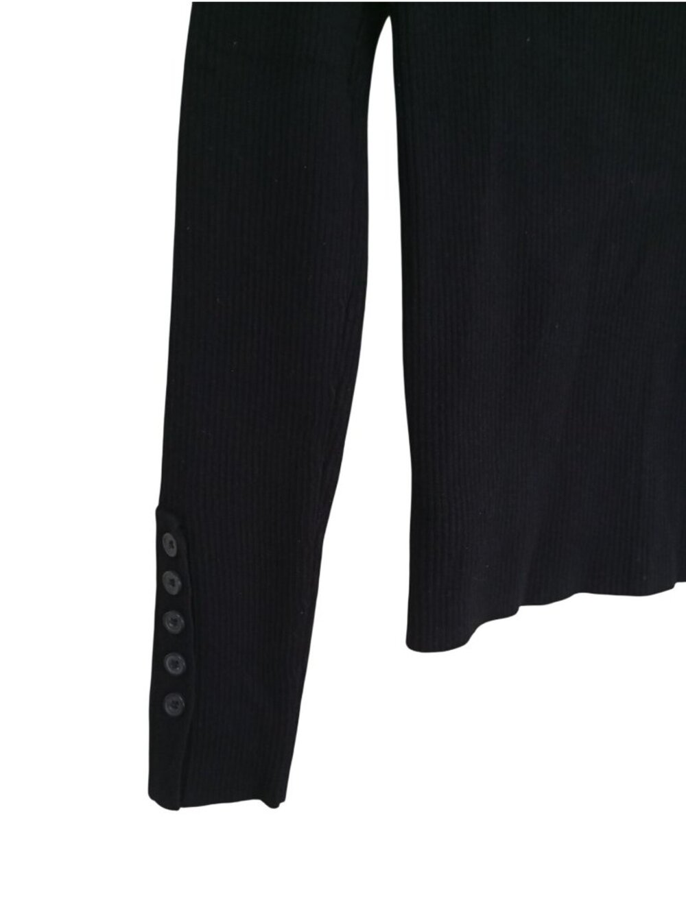 Maeve Anthropologie Black Ribbed Turtleneck Sweater Small With Button Cuffs - Picture 5 of 7